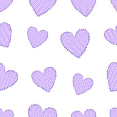 Seamless pattern provence heart lavender dots vector illustration