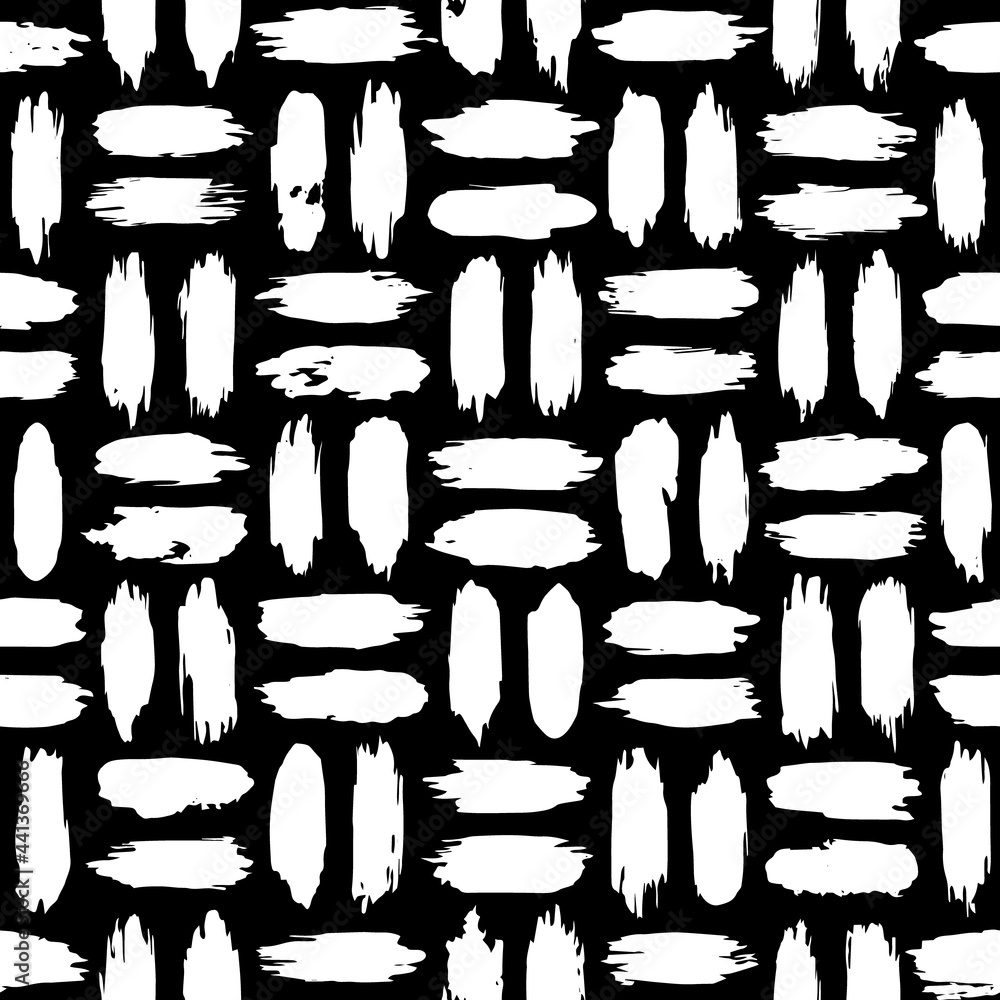 Aufkleber brush grunge seamless pattern. stain hand drawn texture. abstract lines. checkered background. repea