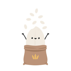 Rice character design. rice vector on white background. rice seed.