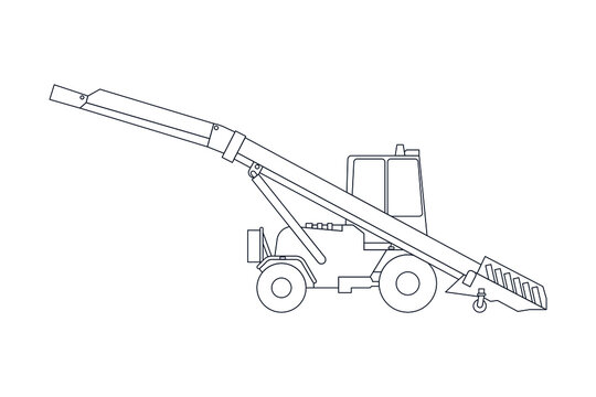 Cleaning Equipment Vehicle in Line. Modern Flat Style Vector Illustration. Snowplow.