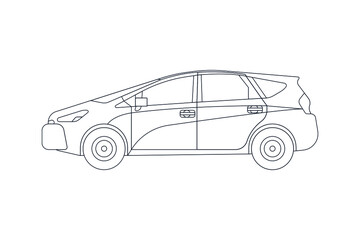 Fototapeta premium Taxi Vehicle in Line. Modern Flat Style Vector Illustration. Social Media Template.