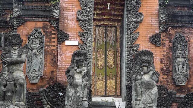Hindu temple with statues of the gods on Bali island, Indonesia. Balinese Hindu Temple, old hindu architecture, Bali Architecture, Ancient design