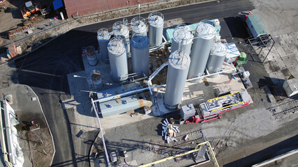 Naklejka premium Aerial shot of modern cement plant