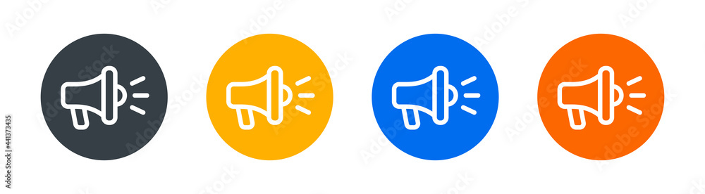 Aufkleber advertising vector icon. set of loudspeaker icon isolated on white. communication and announcement c