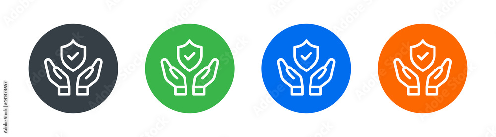Poster security shield protected icons set. vector illustration