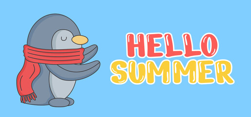 Hand draw illustration of Summer greeting banner.