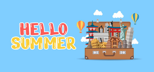 Hand draw illustration of Summer greeting banner.