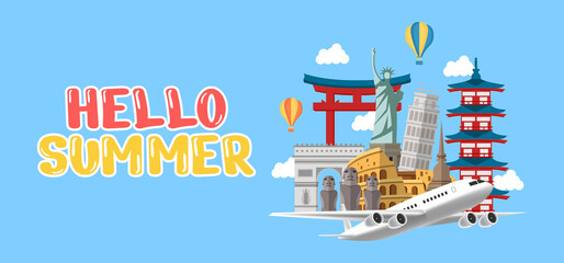 Hand draw illustration of Summer greeting banner.