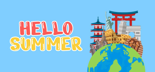 Hand draw illustration of Summer greeting banner.