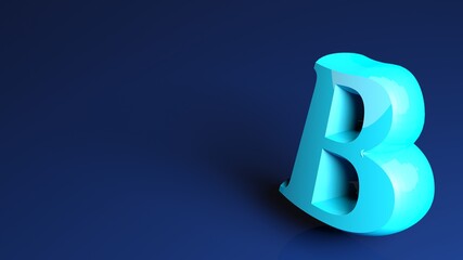 Blue background with B letter - 3D rendering illustration © Carlo Toffolo