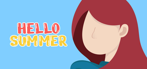 Hand draw illustration of Summer greeting banner.