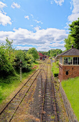Fototapeta na wymiar Railway tracks on Rowlew Train Station
