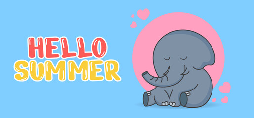 Hand draw illustration of Summer greeting banner.