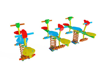 Double children swing 3D render illustration isolated on white background