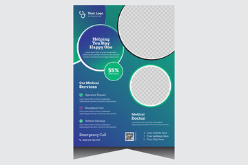 Blue promotional creative medical flyer design template