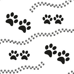 Animal footprint seamless pattern. Footprints of a cat