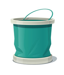 Bucket for catching fish. Fishing equipment, Isolated on white background. Eps10 vector illustration.