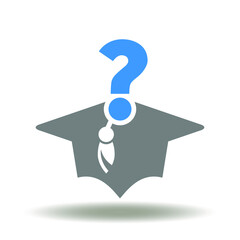 Graduation cap with question mark vector illustration. Admission symbol.