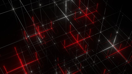 グリッド 面心立方格子構造 立体 ワイヤーフレーム 赤 [別Verあり]