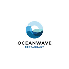 circle ocean logo vector icon illustration modern style for your business