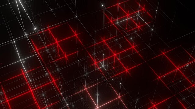 グリッド 面心立方格子構造 立体 ワイヤーフレーム 赤 [ループ対応] [別Verあり]
