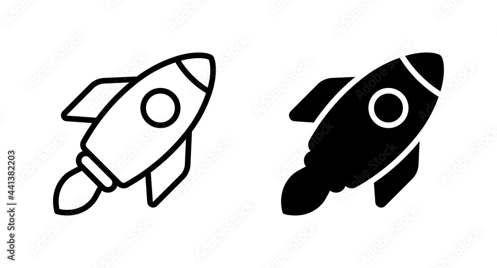 Poster rocket icon set vector for computer, web and mobile