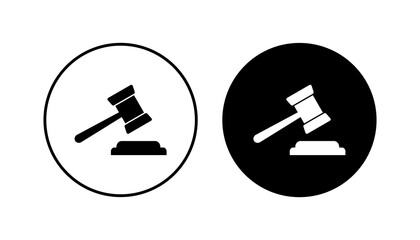 Gavel icon set. judge gavel icon vector. law icon vector. auction hammer