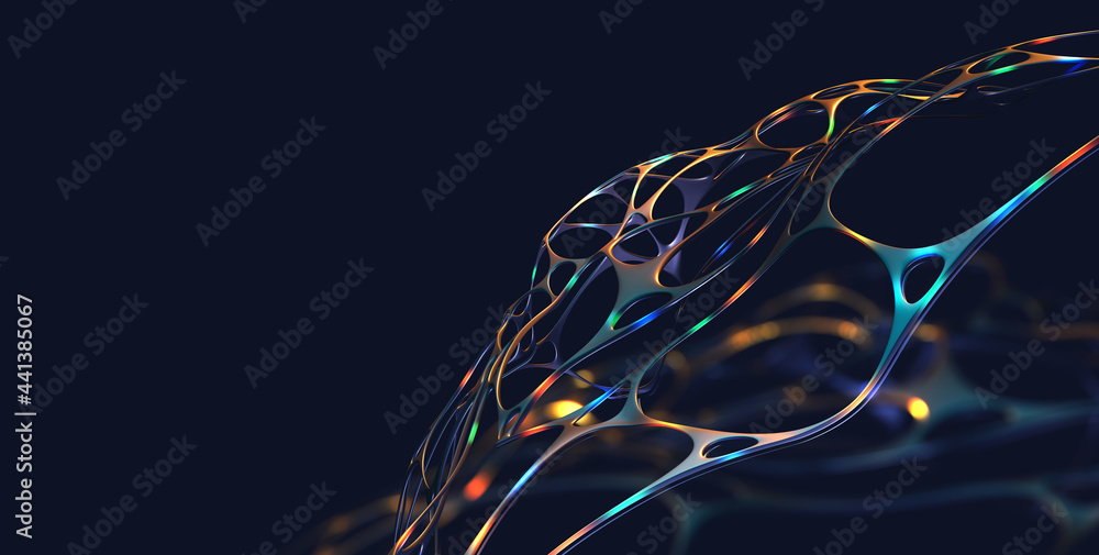 Leinwandbilder Neural network, artificial intelligence and digital cyber abstraction. 3D illustration of electrical impulses in tissue of neural connections. Creative innovation in business start-up