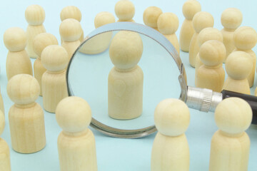People recognition and identifying concept. Many figures of people as crowd of people and...