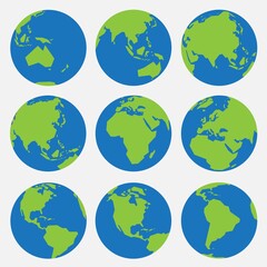 Collection of world map simplicity low polygon on globe.