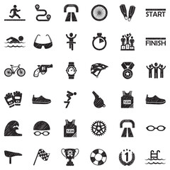 Obraz premium Triathlon Icons. Black Scribble Design. Vector Illustration.