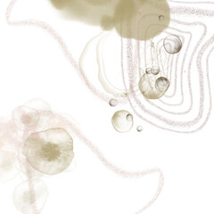 Digital watercolor and line art background. Line drawing on white background for create wallpapers on desktop, scrapbook paper, web design