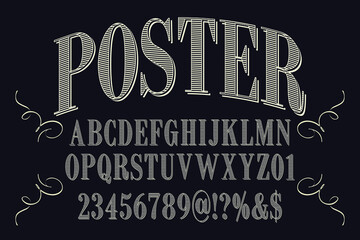 vintage  font, black and white style vector background,  typeface design