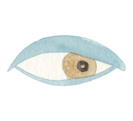 Hand drawn watercolor Evil eye. Nazar