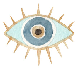 Hand drawn watercolor Evil eye. Nazar - 441389049