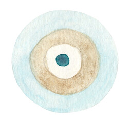 Hand drawn watercolor Evil eye. Nazar