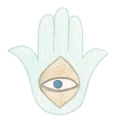Hand drawn watercolor Evil eye. Nazar