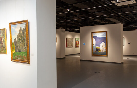 Picture gallery of modern art in Sinara Art Gallery. Interior of the most famous cultural center in the city of Yekaterinburg