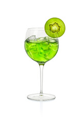 cocktail with kiwi and ice with path