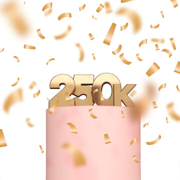 250k social media followers or subscribers celebration background. 3D Rendering