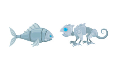 Mechanical Animals Assembled from Metal Parts Vector Set