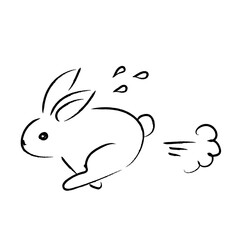 ウサギのイラスト　脱兎　線画