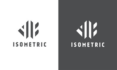 Letter A B AB monogram isometric logo design vector. Initial AB logo template for company