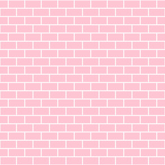 Pink brick wall background. Seamless repeating pattern. Vector illustration.