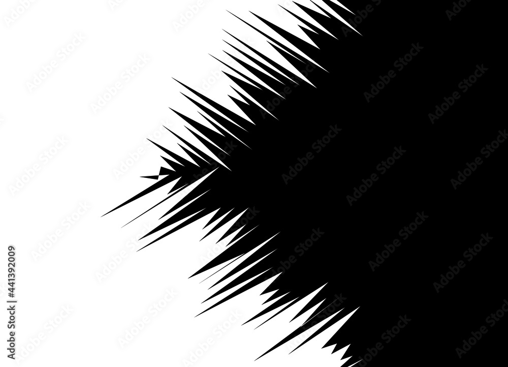Poster abstract smooth transition from black to white with sharp broken lines. abstract hair. modern abstra