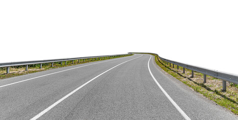Asphalt road isolated on white background with clipping path.