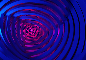 Background on the theme of gyometry. Dark blue pattern with gradient. Tunnel background. Texture...