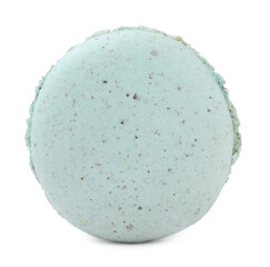 Light blue macaron isolated on white. Delicious dessert
