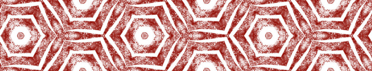 Exotic seamless border. Maroon symmetrical