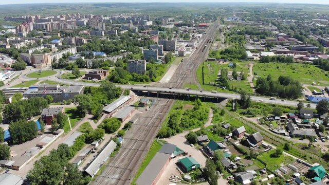 Aerial view of the overpass (Glazov, Udmurtia, Russia)